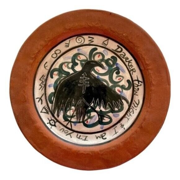 Christine Autumn Ceramic Plate Pottery Blackbird Handmade Southwest Plate - Picture 5 of 5